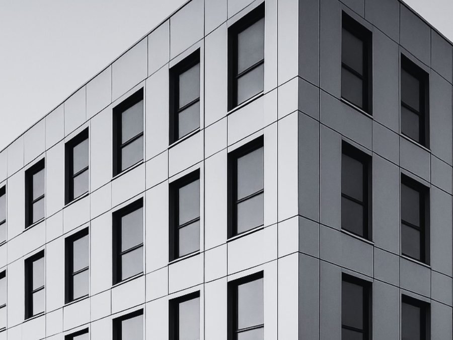 Aluminium composite panel facade on a commercial building