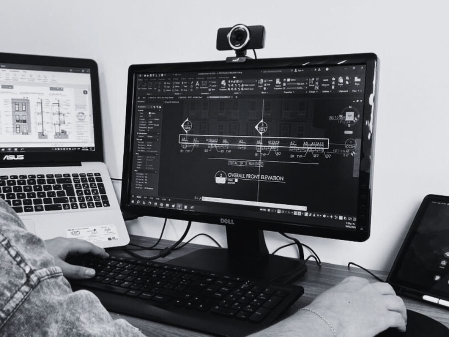 Shop drawing with piece marks on a detailing workstation